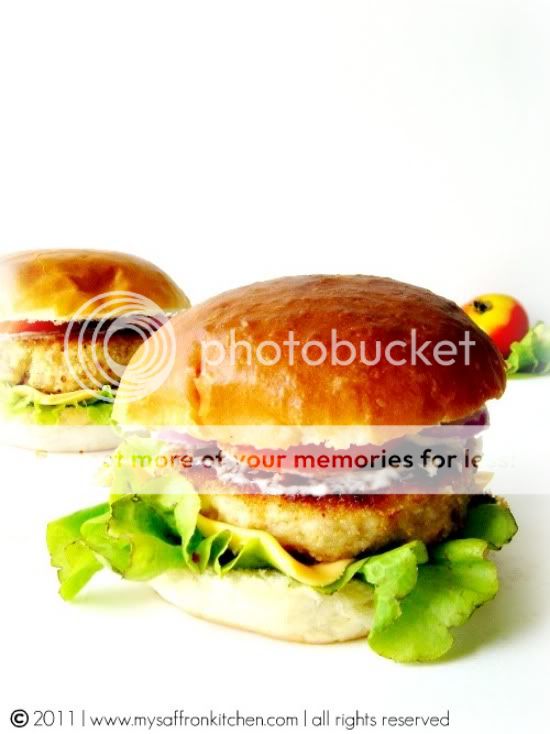 A Basic Burger (Veg and NonVeg Recipe) by My Saffron Kitchen